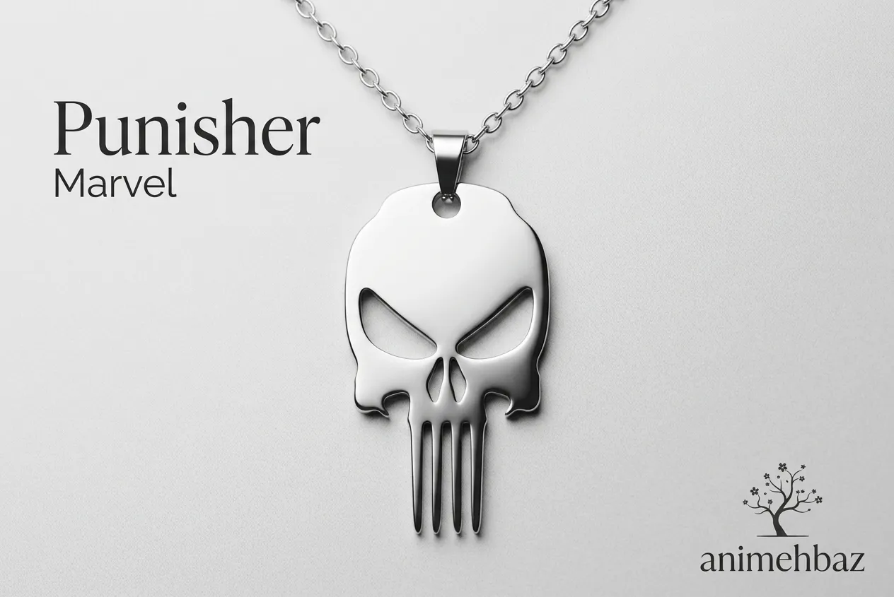 گردنبند پانیشر Punisher مشکی مات و نقرهای