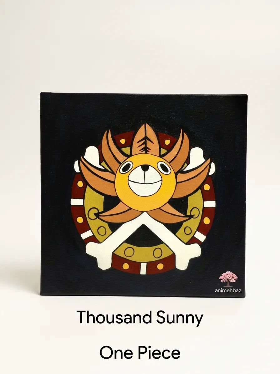 تابلو نقاشی بوم طرح پرچم هزار آفتاب (Thousand Sunny) انیمه وان پیس