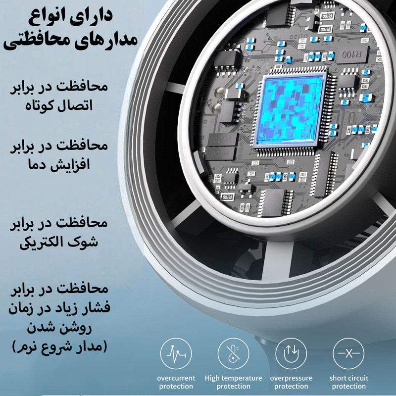 پنکه شارژی مدل سرمایش دار کد K-801 ظرفیت 4000 میلی آمپر ساعت