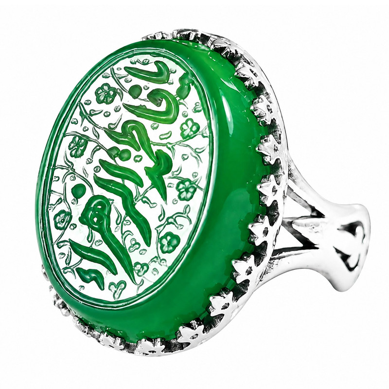 انگشتر نقره عقیق مردانه محمد لطیف مدل سرنیزه طرح حکاکی یا فاطمه الزهرا کد 8040