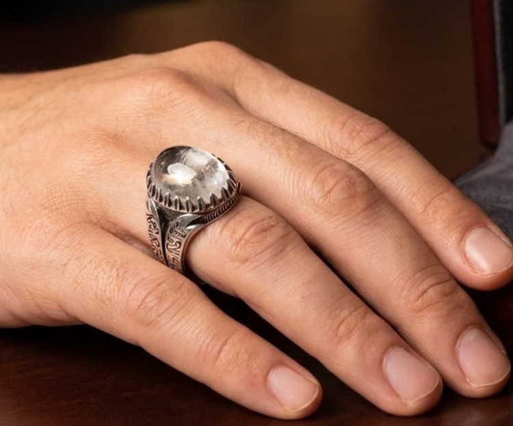 انگشتر نقره باسنگ درنجف (رکاب فیری سایز) کد 5726