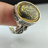 انگشتر نقره باسنگ حدید حکاکی پنج تن کد 2942