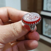 انگشتر عقیق قرمز مردانه "سپر فاطمی" – متبرک به نام "یا فاطمه الزهرا (س)" کد 1785