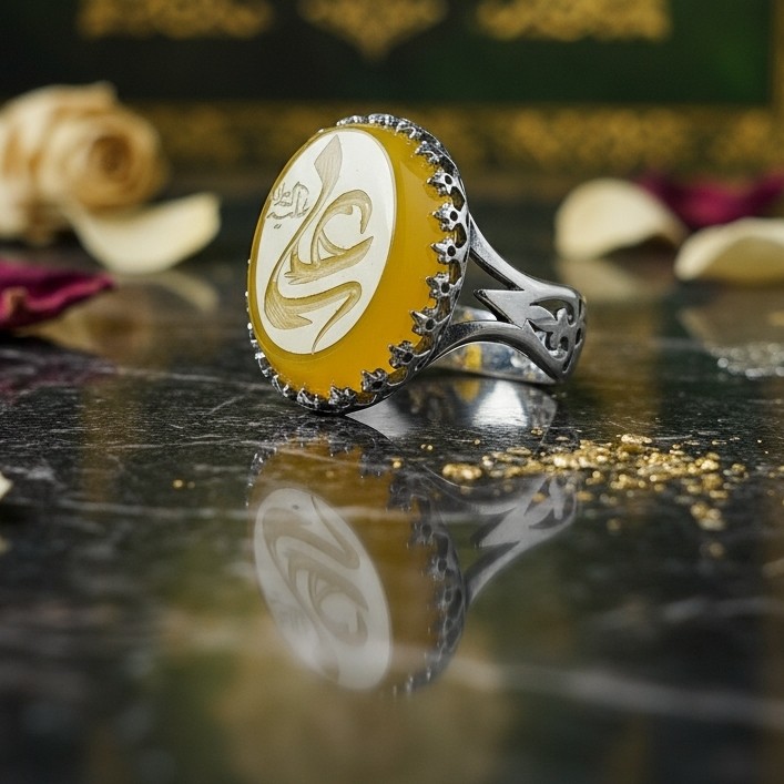 انگشتر نقره عقیق زرد کد 893