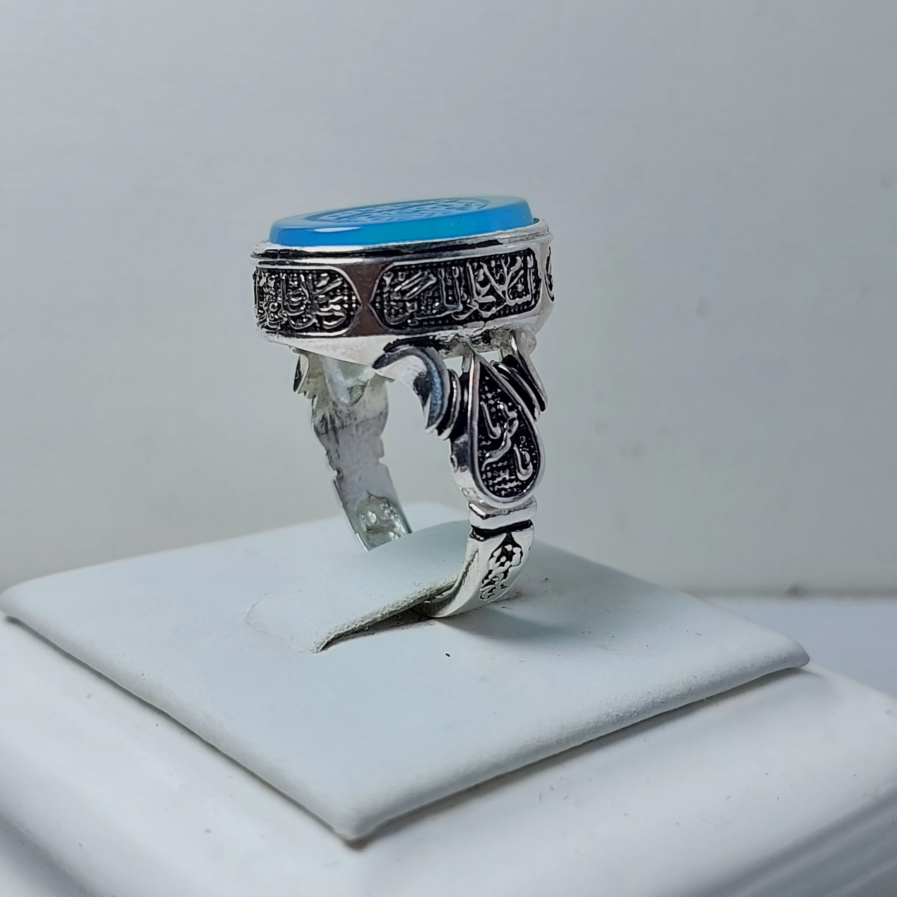 انگشتر نقره عقیق آبی