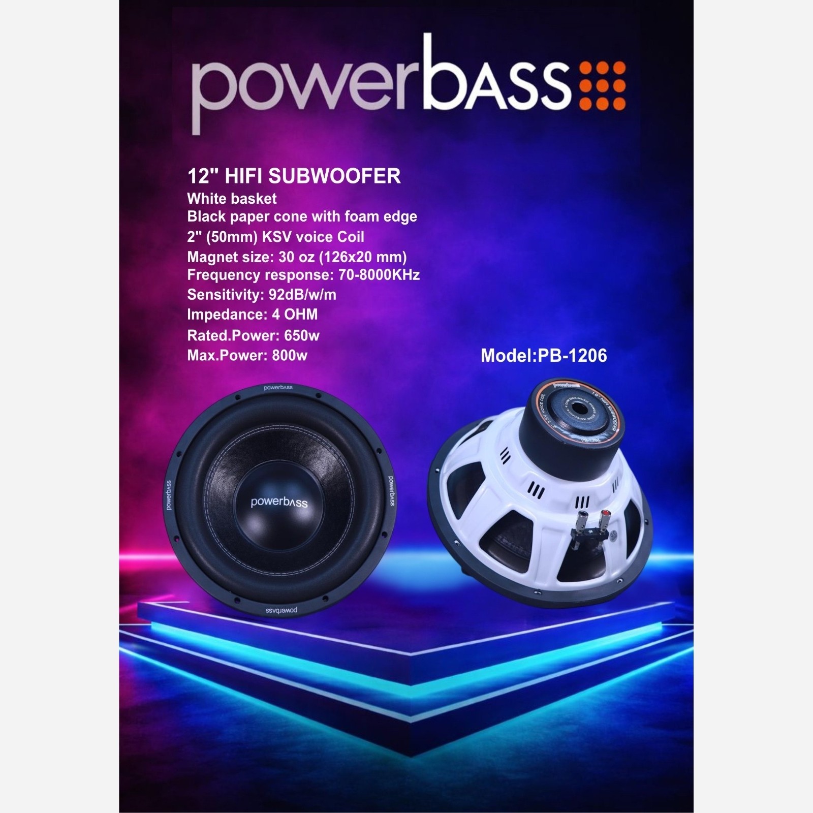 ساب ووفر 12 اینچ پاوربیس مدل PB-1206