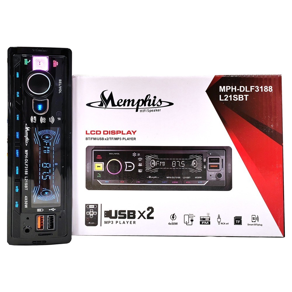 پخش پنل ثابت ممفیس MEMPHIS مدل L21SBT 4 خروجی، بلوتوث، شارژر، کنترل پایونیری، مولتی کالر