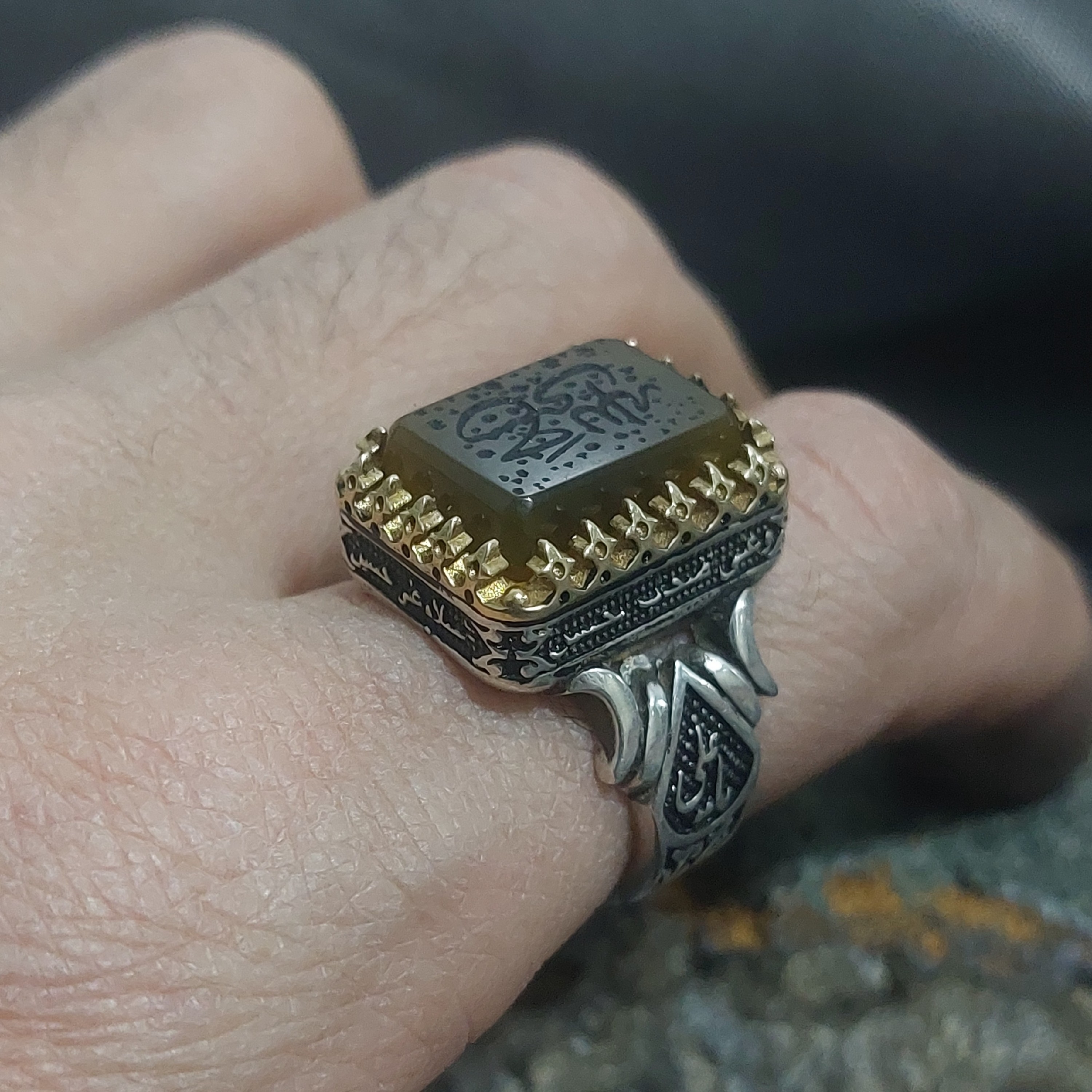 انگشتر نقره عقیق حکاکی حسبی الله