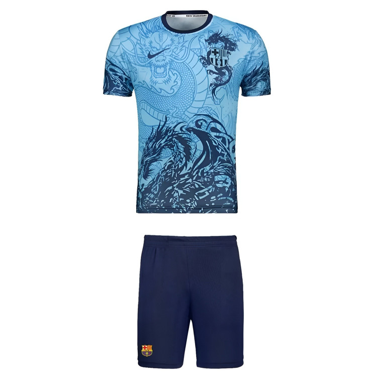 ست لباس ورزشی دراگون تیم بارسلونا آبی طرح لامین یامال