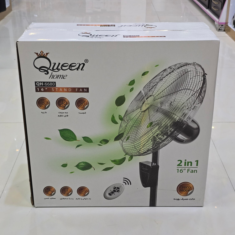 پنکه ایستاده کوئین هوم مدل QH-6680 ریموت دار 5 پره با ارسال رایگان