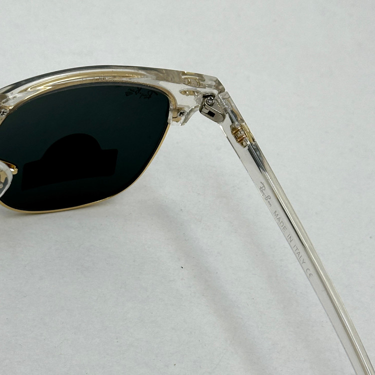 عینک آفتابی کلاب مستر ریبن rayban شیشه سنگ مشکی فریم شفاف به همراه پک کامل RB 3016
