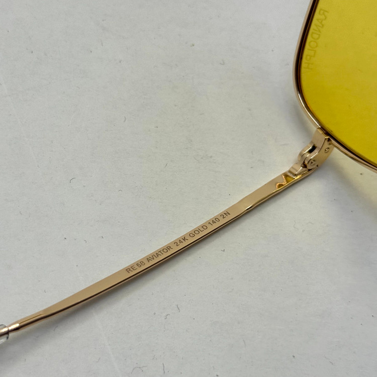 عینک آفتابی و شب خلبانی رندولف شیشه سنگ زرد فریم طلایی فول پک اصلی RANDOLPH AVIATOR RE 58 24K GOLD (ارسال رایگان)