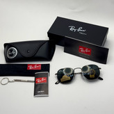 عینک ریبن هگزونال شیشه سنگ فریم نوک مدادی عدسی مشکی به همراه پک کامل ریبن کد Rayban RB 3548 (ارسال رایگان)