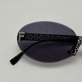 عینک آفتابی زنانه فندی Fendi فریم لس بیضی مدل Oval Frame Diamond Style نگین کاری شده کیفیت مستر تمام مشکی (ارسال رایگان)