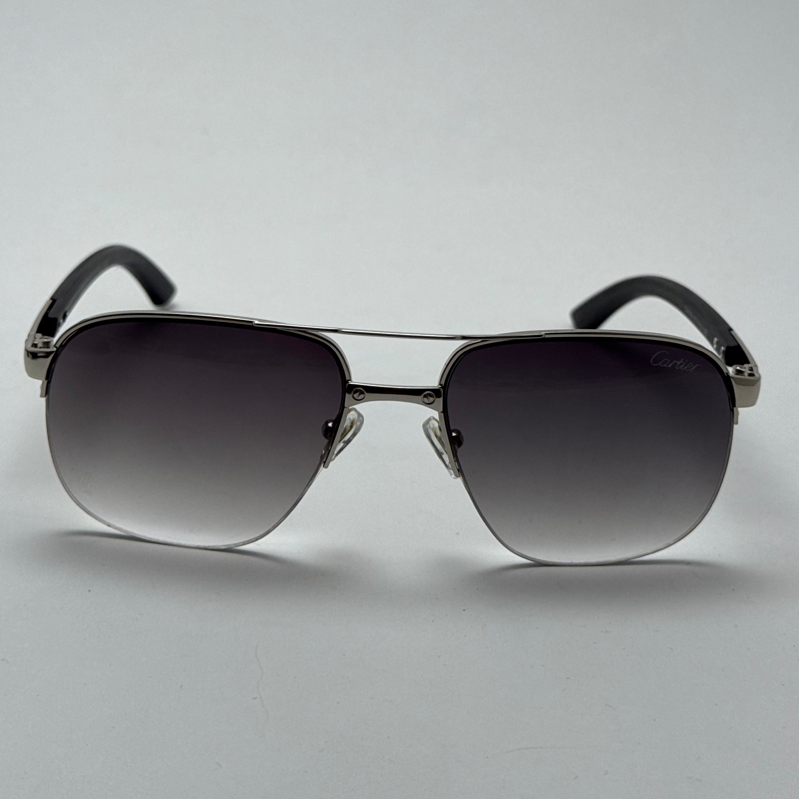 عینک آفتابی مردانه کارتیر Cartier مدل Santos مشکی نقره ای (ارسال رایگان)