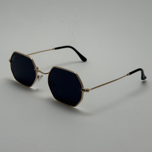 عینک آفتابی ریبن Ray-ban شش ضلعی مشکی طلایی سبک کد RB 3556