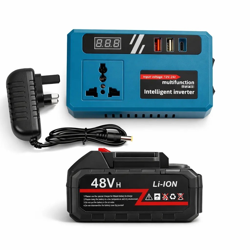 اینورتر چند کاره (وارداتی) Intelligent Inverter converter multifunctional دارای باتری 48 ولت و چراغ قوه ایکس