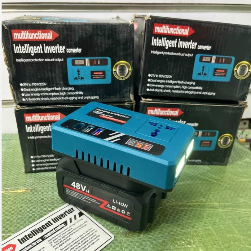 اینورتر چند کاره (وارداتی) Intelligent Inverter converter multifunctional دارای باتری 48 ولت و چراغ قوه ایکس