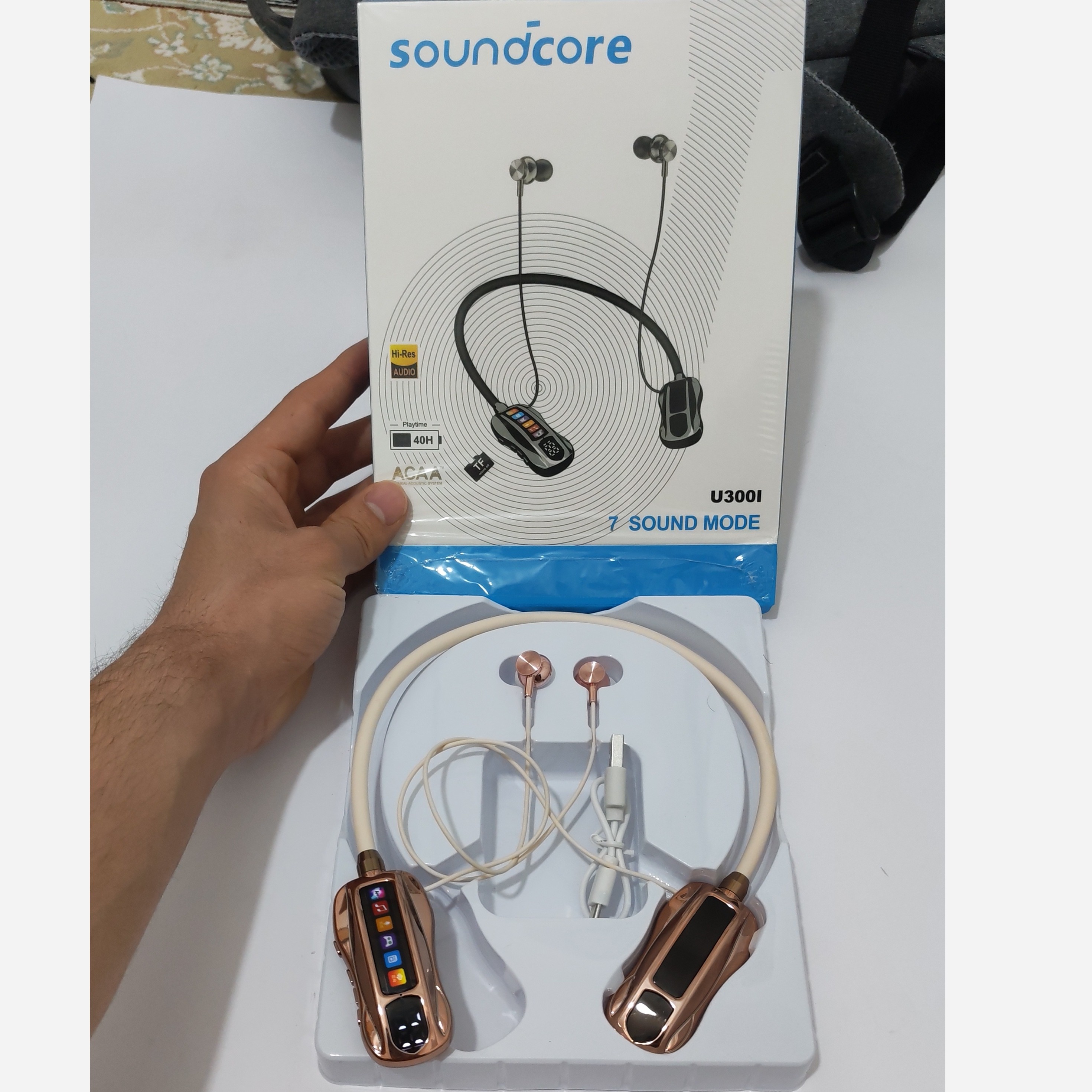 هندزفری گردنی انکر Anker U300i دارای ANC و میکروفون با الگوریتم هوش مصنوعی و گواهی IPX5 و رم خور ایکس