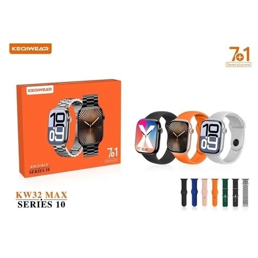ساعت هوشمند7بند KW 32 MAX بند فلزی امولد سری ده 2026 کیفیت (فروش به قیمت عمده) پرفرووش