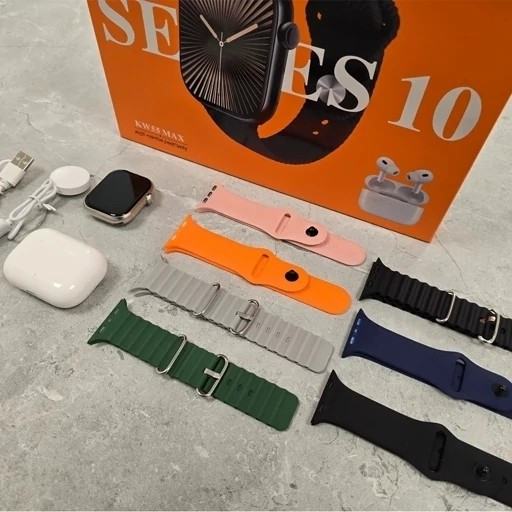 ساعت هوشمند KW55MAX هفت بند همراه با ایرپاد ورژن 2026 تمام صحفه اورجینال (کامل ترین پک ساعت پرفرووش