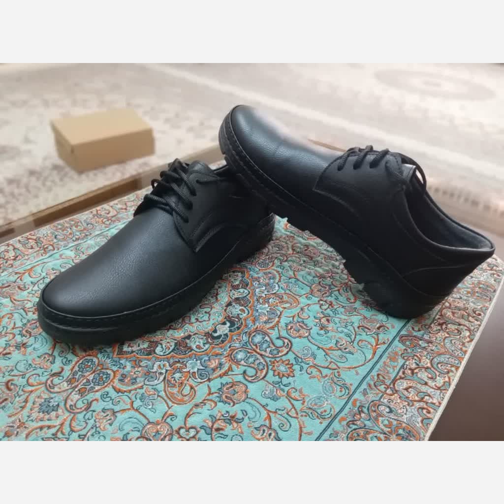 (اقساط 12 ماهه) کفش مردانه رسمی بندی مدل سبلان رنگ مشکی پرفروش باحداقل سود ارسال رایگان پرفرووش