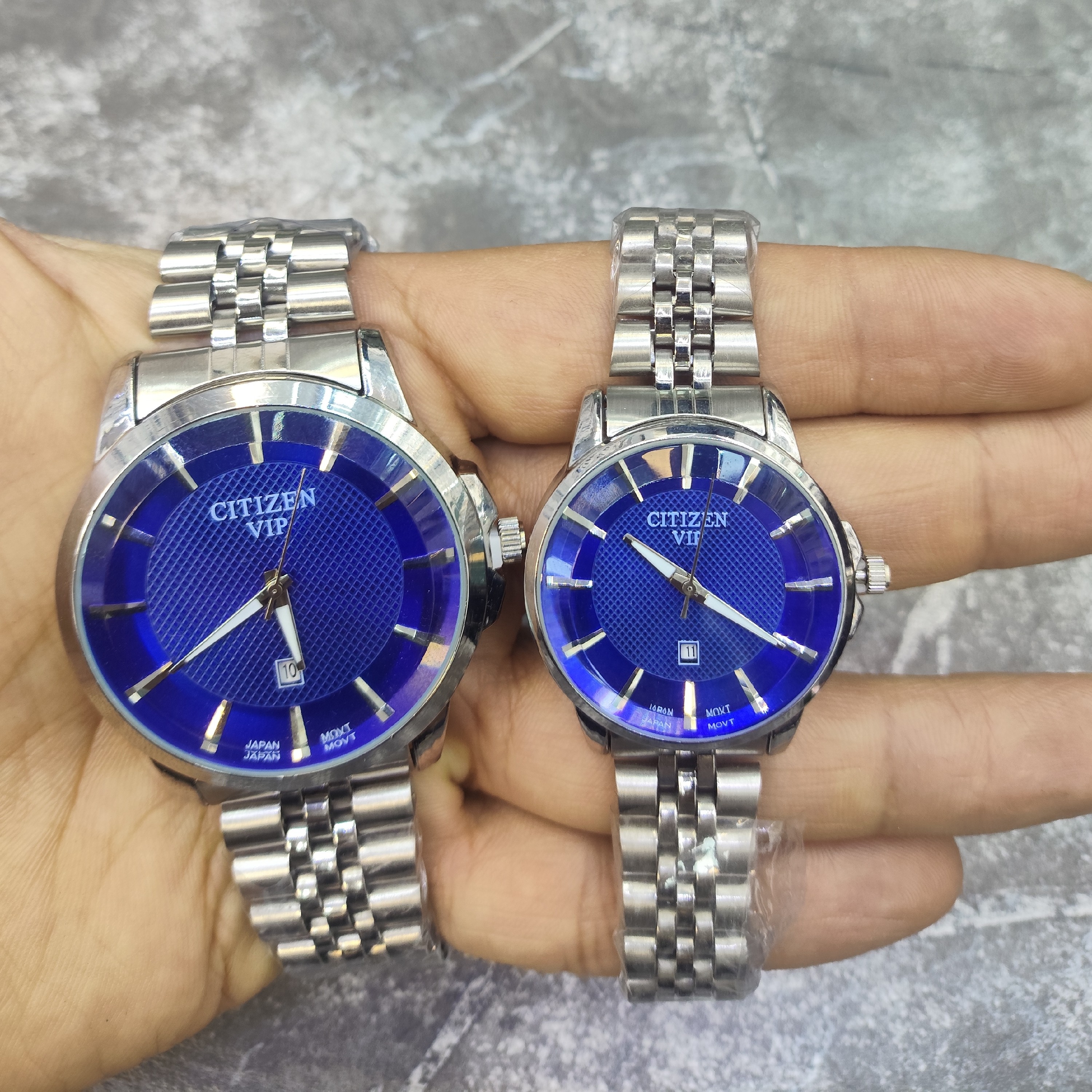 ساعت ست سیتیزن VIP نقره ای صفحه آبی
