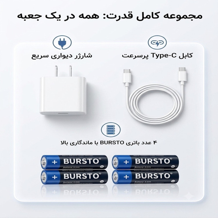 فشارسنج دیجیتال بازویی استارمد مدل FC-BP120 با کاف 22 تا 42 سانتیمتر، نمایشگر LED بزرگ، سخنگوی فارسی، تشخیص آریتمی، حافظه دو کاربره 120 رکورد، هشدار حرکت بدن و شارژ با باتری AAA یا USB Type-C